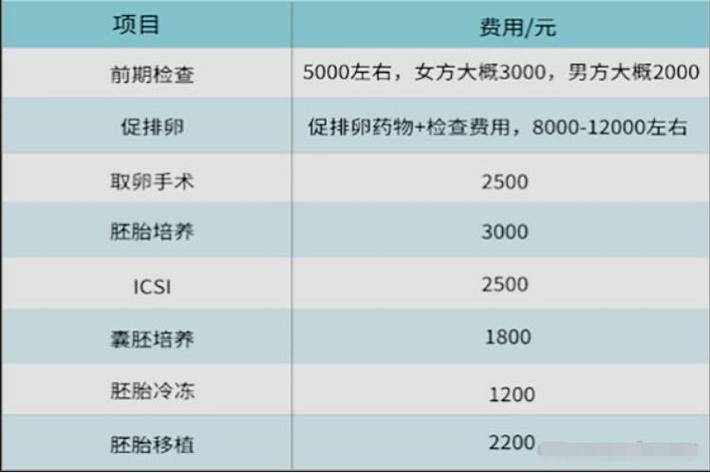 试管婴儿的总费用是多少